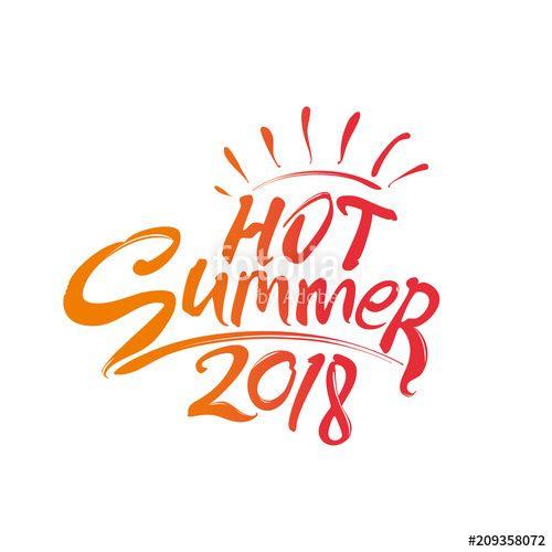 Sun Rays Logo - Hot Summer 2018 and sun rays. Seasonal logo art inscription. Vector