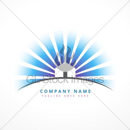 Sun Rays Logo - House With Sun Rays Company Logo Design · GL Stock Image