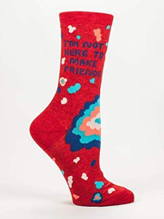 Red and Blue Q Logo - Blue Q Women's Not Here To Make Friends Socks 5-10 Multicolored ...