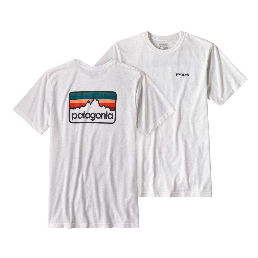 Orange and Blue M Logo - Short Sleeve T Shirt Patagonia Ms Line Logo Badge CottonPoly