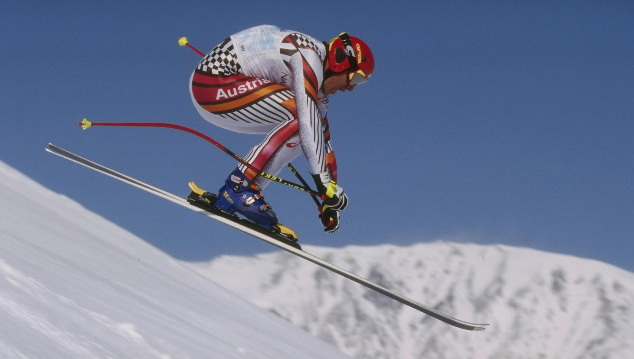 Snow Skier Logo - Alpine Skiing Olympic Sport