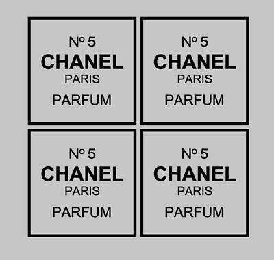 Chanel Number 3 Logo - 4X CHANEL NO 5 Replica Vinyl Decal Stickers Box Frame Vases Books