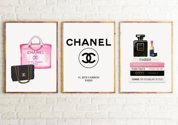 Chanel Number 3 Logo - Set of 3 prints INSPIRED BY Chanel Fashion illustrations, fashion ...
