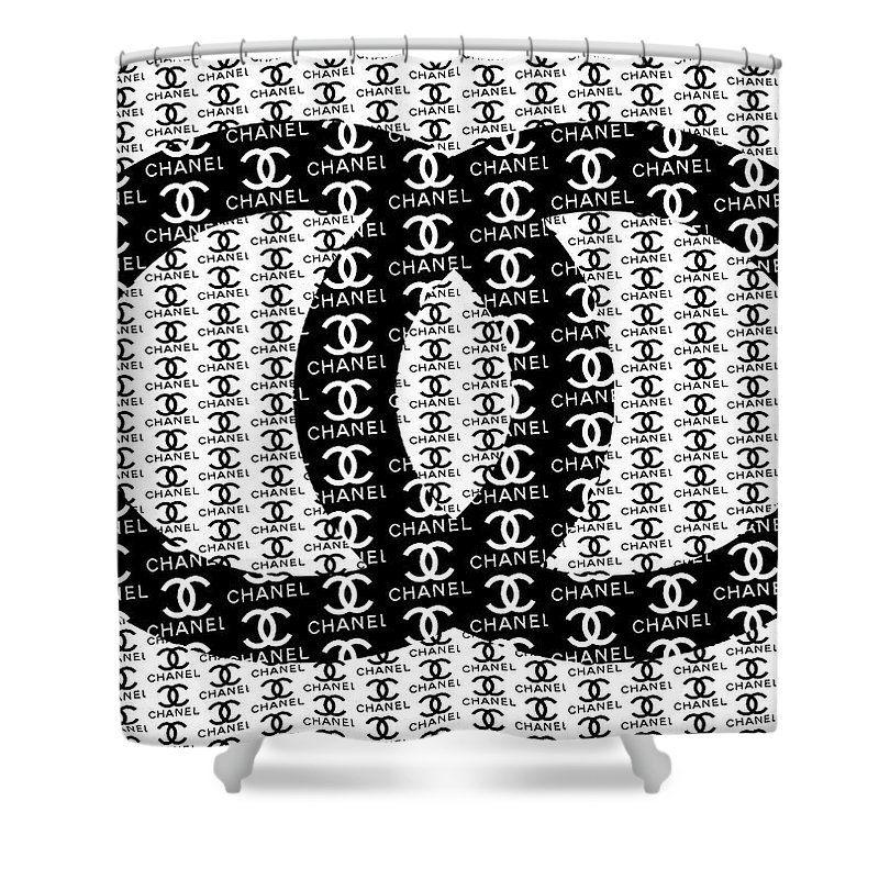 Chanel Number 3 Logo - Chanel Logo White Black 3 Shower Curtain