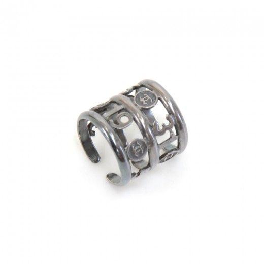Chanel Number 3 Logo - Chanel Chanel Silver Tone 3 Tier CC Logo & Number Adjustable Ring