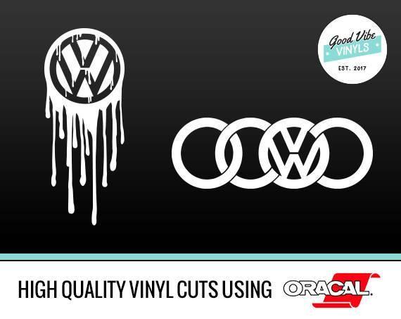 VW Audi Logo - VW drips / VW Audi abstract logo Sticker Decal Vinyl vdub