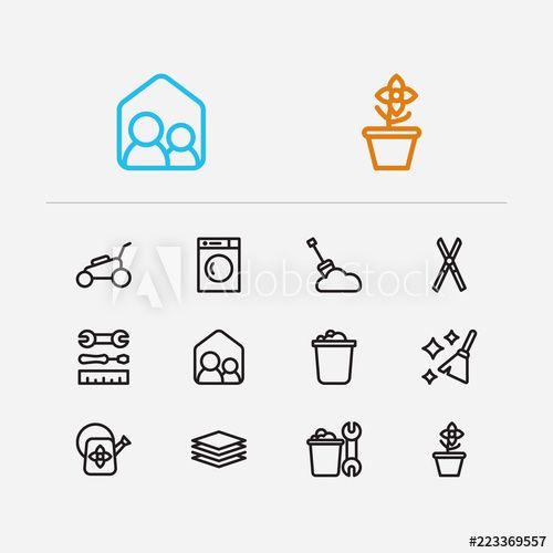 Clear App Logo - Housework icons set. Housekeeping tool and housework icons