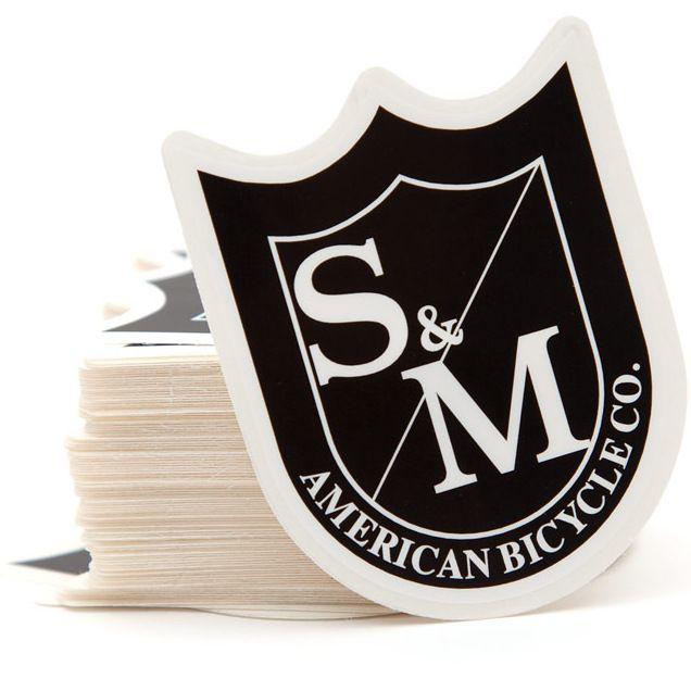 Black and White BMX Logo - S&M Bikes MEDIUM shield logo sticker 5-pack BLACK/WHITE - Planet BMX