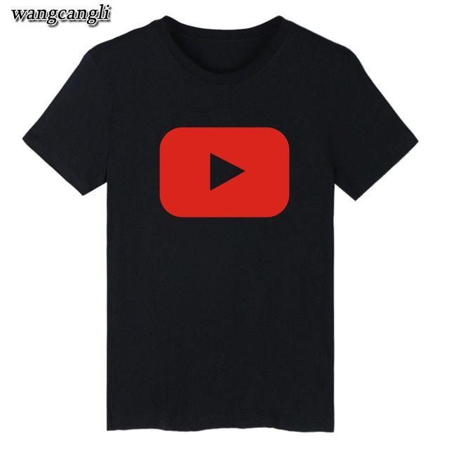 Funny YouTube Logo - 2016 Funny Youtube Logo Black Printed Cotton T shirt Men with 4XL ...