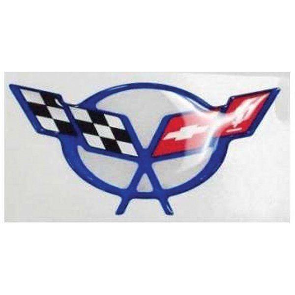 Blue Pillar Logo - Corvette C5 LeMans/Electron Blue Pillar 3D Domed Logo Decal, 1997-2004
