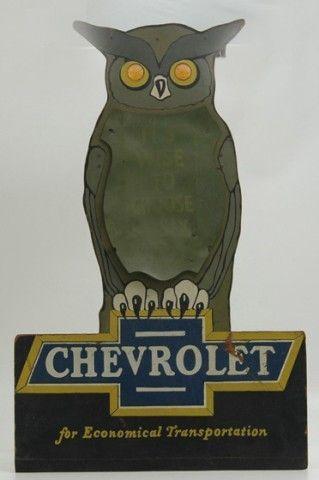 Standing Owl Logo - CHEVROLET FIGURAL SIGN Scarce example, depicts a large owl standing ...