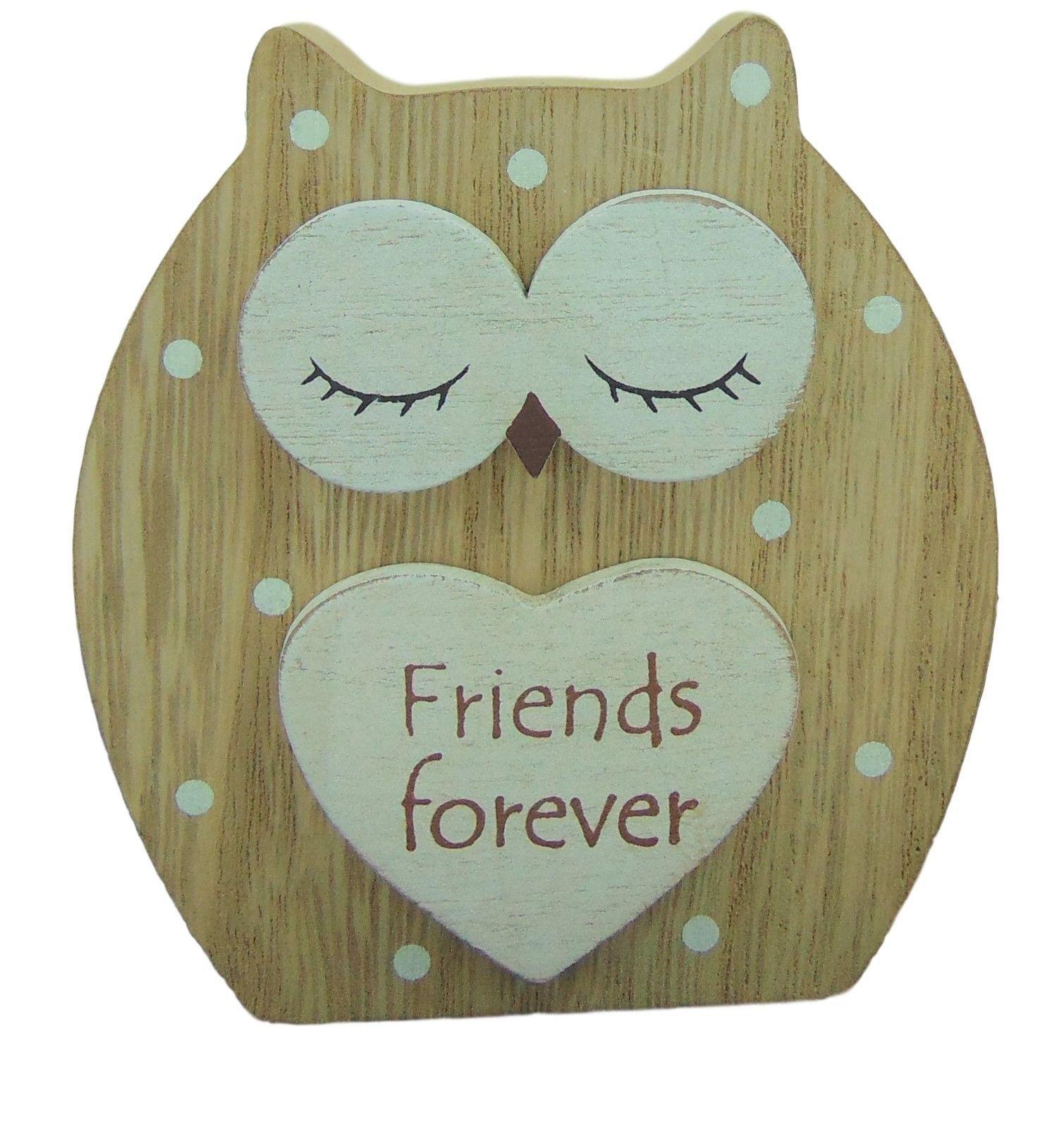 Standing Owl Logo - FRIENDS FOREVER DREAMY WOODEN STANDING OWL GREAT GIFT DAY FRIENDS