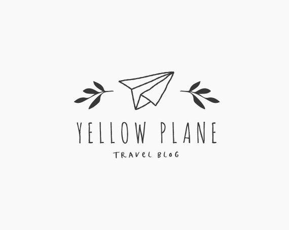 Black Travel Logo - Premade Logo Paper Airplane Travel Logo Design Travel Blog