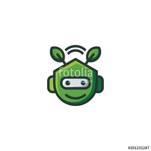 Green Robot Logo - Go green robot logo template vector illustartion Stock image