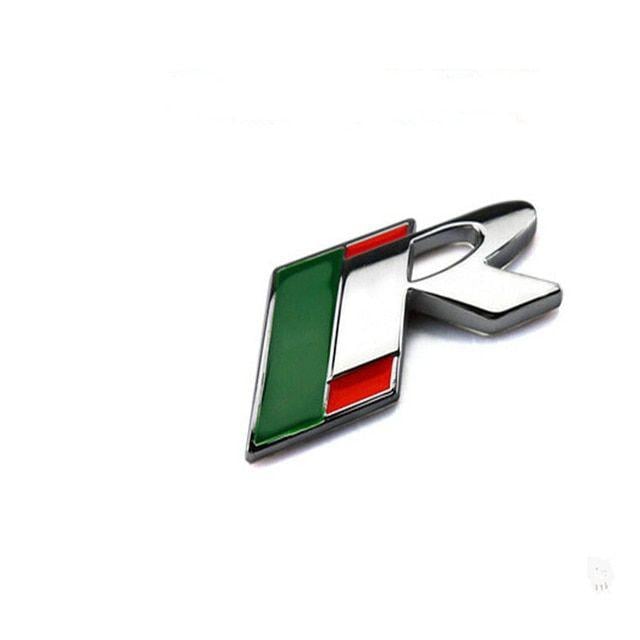 Rectangle Car Logo - 2pcs Auto Chrome Car Logo Stickers 3D Metal R Logo Trunk Emblem Car