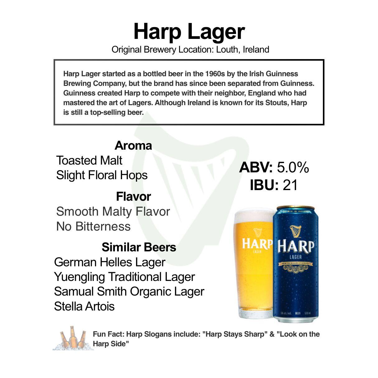 A Company with Harp Beer Company Logo - Beer Profile: Harp Lager
