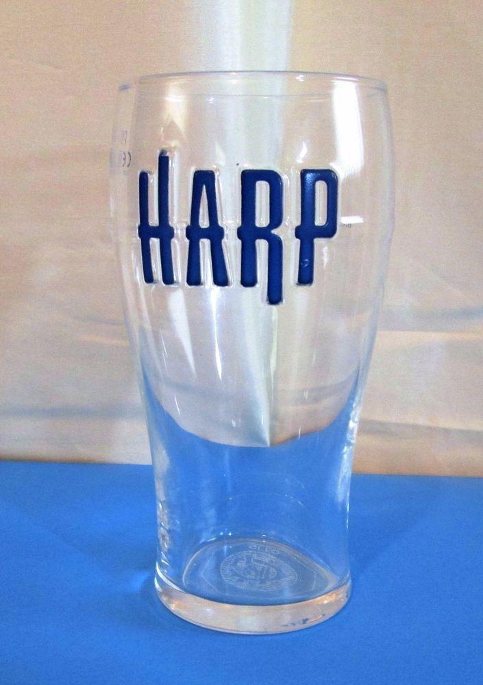 A Company with Harp Beer Company Logo - Harp Beer Glass Pint 16 Ounce Clear Blue Raised Letters Guinness ...