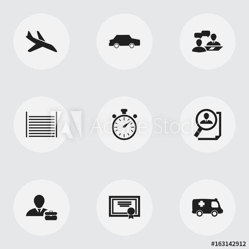 Blank Car Symbols Logo - Set Of 9 Editable Complex Icon. Includes Symbols Such As Plane