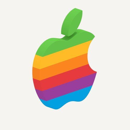 Rainbow Apple Logo - Apple Retro Rainbow Logo 3D model OBJ MTL 3DS FBX STL BLEND