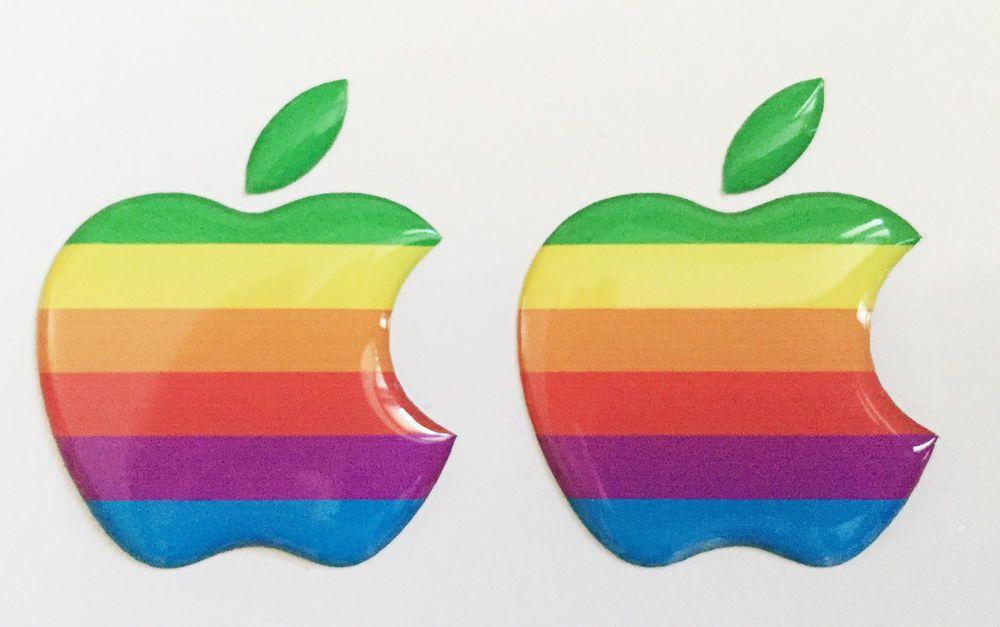 Rainbow Apple Logo - 2 x 3D Domed Rainbow Apple logo stickers for iPhone, iPad cover ...