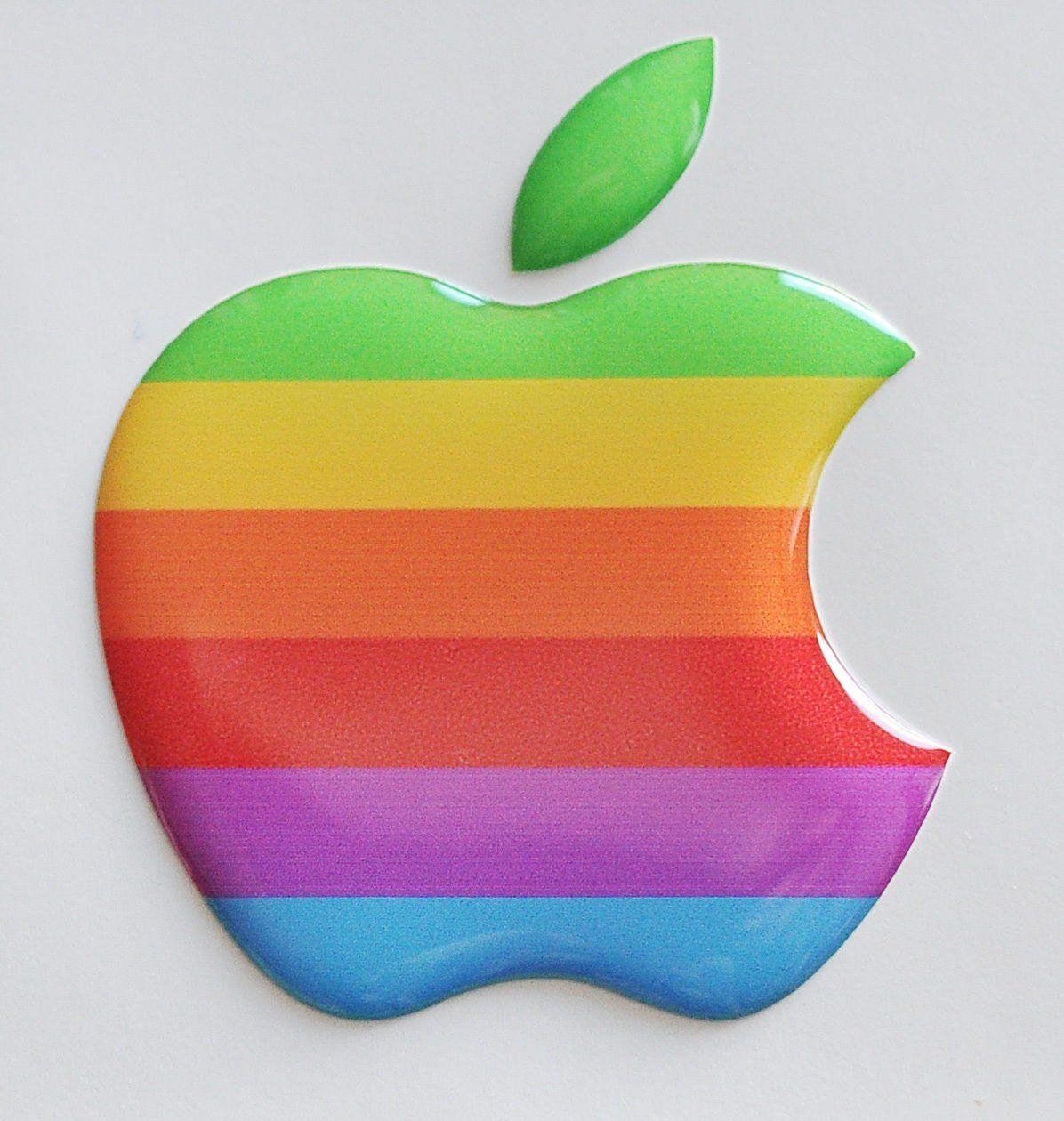 Rainbow Apple Logo - 1 x 3D Domed Rainbow Apple logo sticker Apple Accessory. Size | Etsy