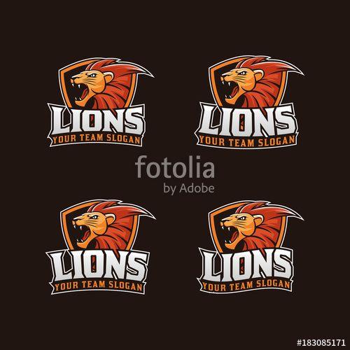 Sport with Lion Logo - Lion Head Sport Team Logo. Roared ESport Team Mascot Logotype, Icon