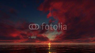 Dark Red Cloud Logo - dark blue sky with red clouds in the ocean. Buy Photo. AP Image