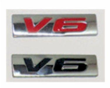 Red and Black C Logo - Pair Metal Chrome V6 red or black Logo. Retail Black., New Clor Inc