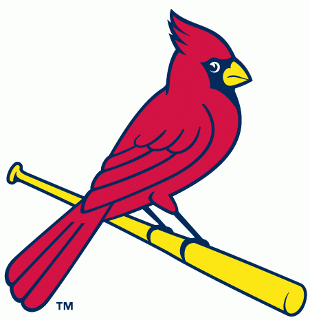The Birds On Bat Cardinals Logo - St. Louis Cardinals Alternate Logo (1998) - A cardinal perched on a ...