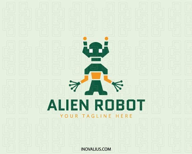 Green Robot Logo - Alien Robot Logo Design