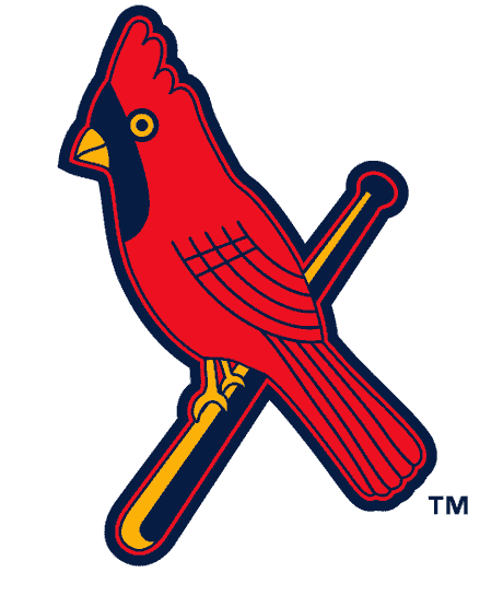 The Birds On Bat Cardinals Logo - St. Louis Cardinals Alternate Logo (1948) - A cardinal perched on a ...