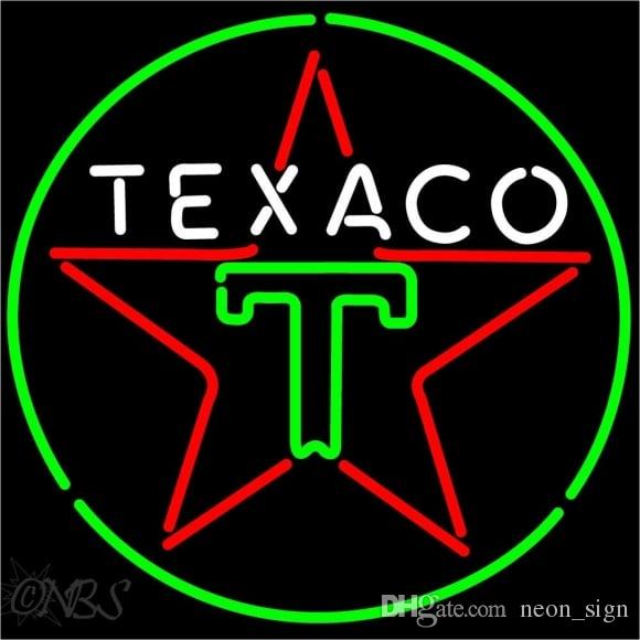 Neon Company Logo - Texaco Logo Neon Sign Custom Handmade Real Glass Tube Gas Oil