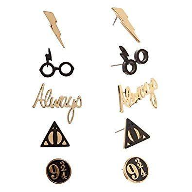 New Harry Potter Logo - Amazon.com: Harry Potter Logos 5 Pack Stud Earring Set: Jewelry