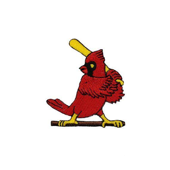 The Birds On Bat Cardinals Logo - Cardinal Bird With Bat Logo Patch Sports Baseball Embroidered