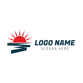 Red Wave Mountain Logo - Free Wave Logo Designs | DesignEvo Logo Maker