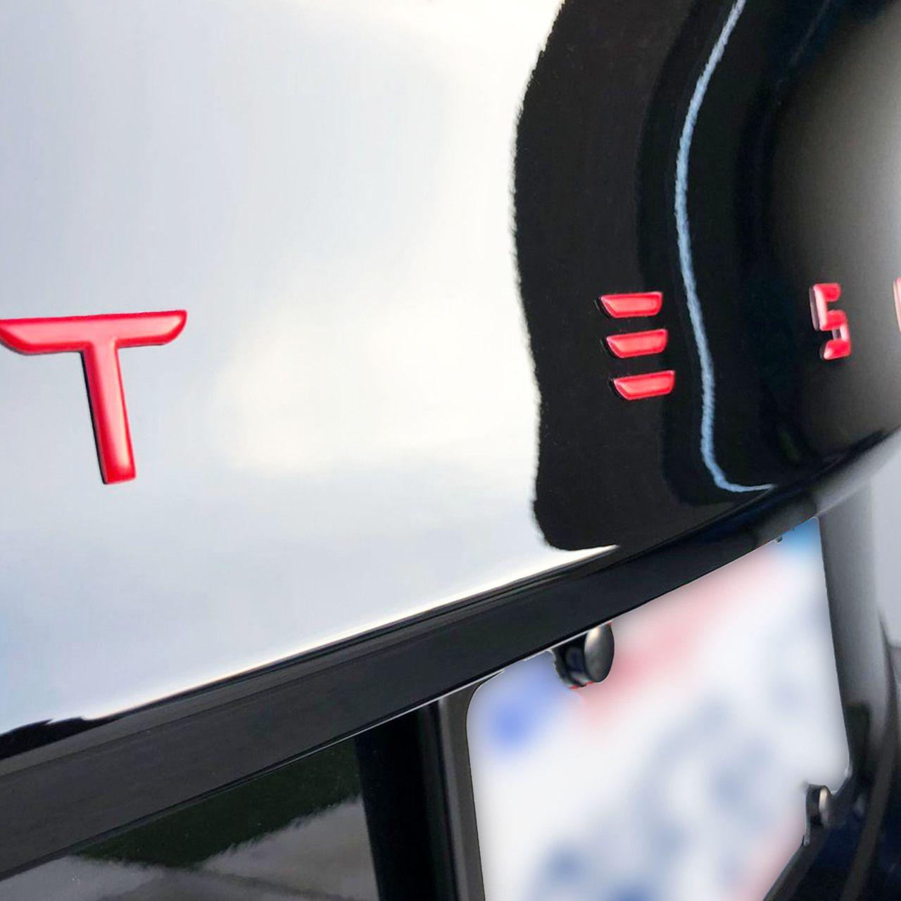 Black and Red C Logo - Tesla Performance Emblem - Abstract Ocean