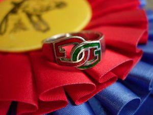 Red Green and Silver Logo - RARE Vintage GUCCI GG Red Green Logo Ring Silver 925 Enamel Couture ...