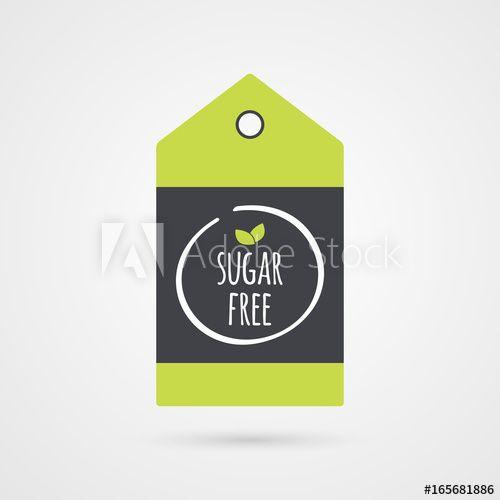 Gray and Green Logo - Sugar Free label. Food icon. Vector green white and gray shopping