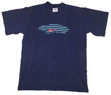Diagonal Check with Nike Logo - FILA Vintage Men's Cane Assym Diagonal Panel Logo T Shirt Blue