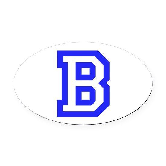 B in Blue Oval Logo - B CAPITAL LETTER ATHLETIC M Oval Car Magnet
