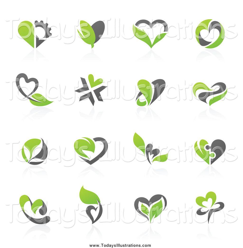Gray and Green Logo - Clipart of Green and Gray Organic Heart Icon