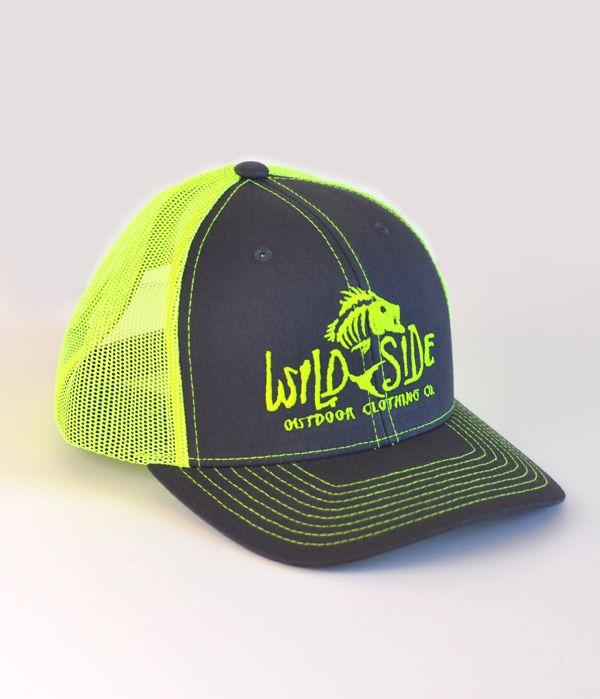 Gray and Green Logo - WildFin Gray Green Mesh Back Hat - Wildside Clothing
