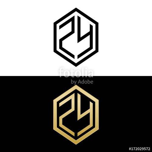 Zy Logo - initial letters logo zy black and gold monogram hexagon shape vector ...