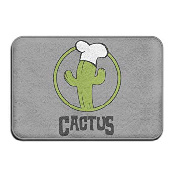 Gray and Green Logo - Qsgzhk Outdoor Mats Cactus Head Cook Chef Hat Green Logo Nice carpet