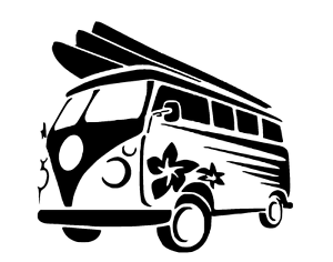 Volkswagen Bus Logo - COOL VINTAGE VW SURF BUS logo Sticker/Decal Surfing/Watersports ...