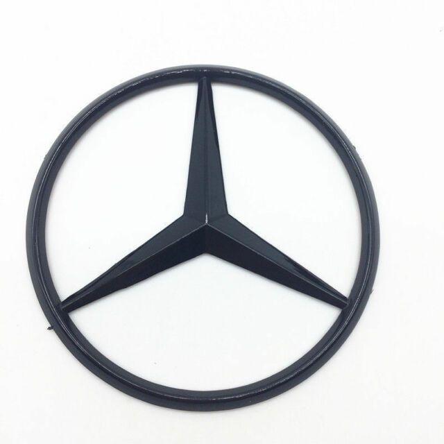 Benz Black Logo - Mercedes Benz Trunk Chrome Star Emblem Badge Black Logo Sticker 90mm
