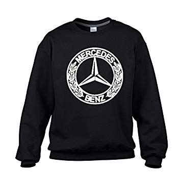 Benz Black Logo - Amazon.com : MERCEDES BENZ White Logo On Black Sweater / Sweatshirt