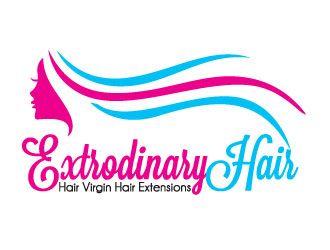 Flowing Hair Logo - Extrodinary Hair Virgin Hair Extensions logo design