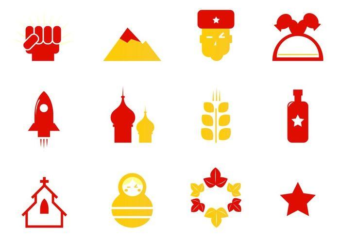 White and Red Y Logo - Russia icons & communist stereotypes isolated on white ( red & y ...