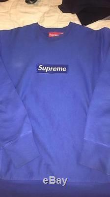 Royal Blue Supreme Logo - Supreme Blue Box Logo Crewneck Sweater Hoodie Royal Blue Rare Medium ...